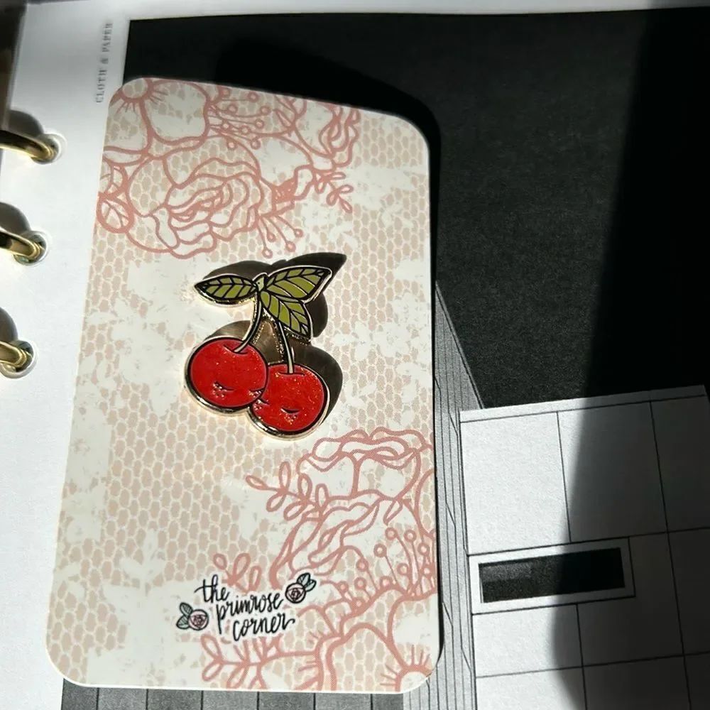 Stationary Enamel Pin NWT cheery design
